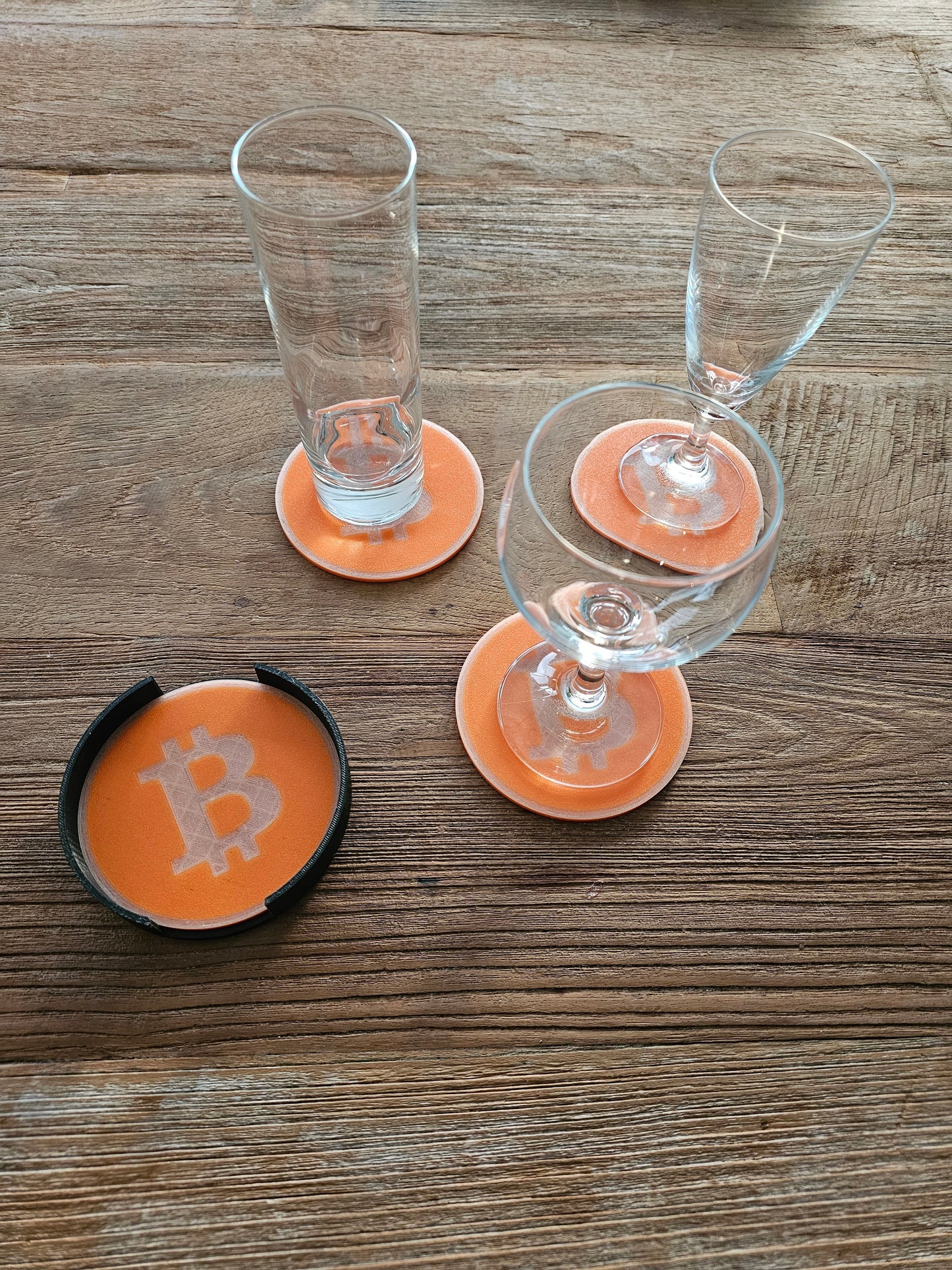 Set onderzetters Bitcoin logo